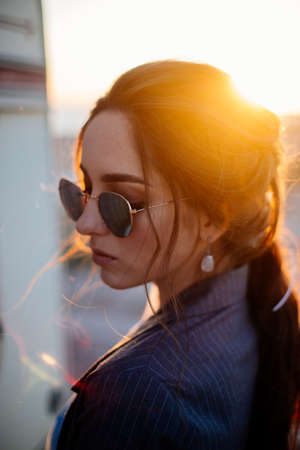 Beautiful girl in sunglasses.の写真素材