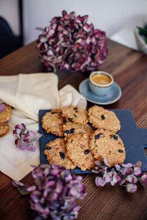 Cup of coffee and cookies.の写真素材