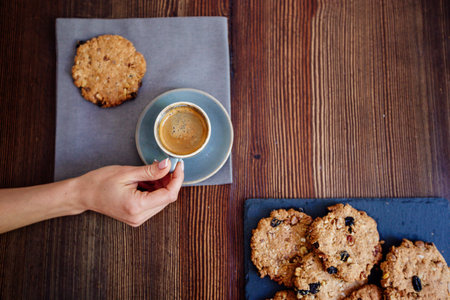 Cup of coffee and cookies.の写真素材