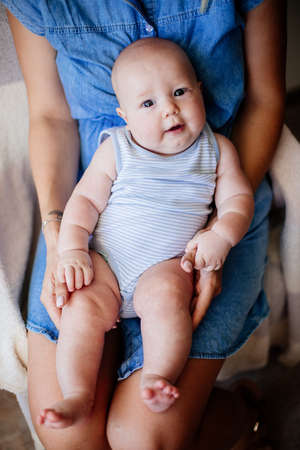 A little baby and his mom.の写真素材
