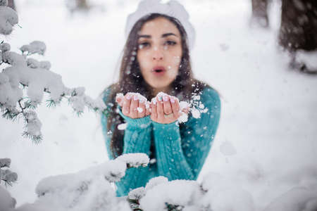 Snow girl portraitの写真素材