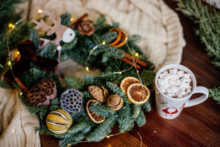 Beautiful christmas wreath.の写真素材