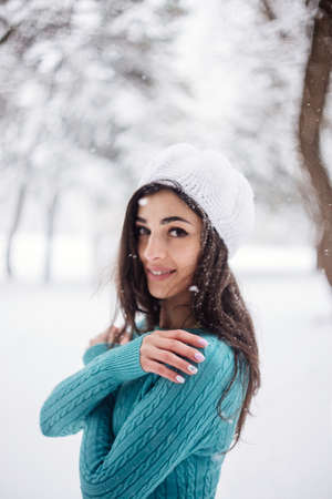 Snow girl portraitの写真素材