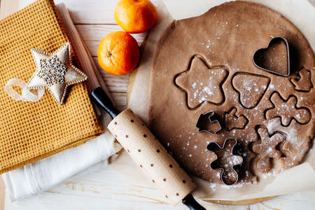 Making traditional Christmas cookies. Cooking.の写真素材