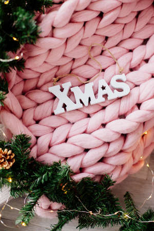 Xmas inscription in new year decor.の写真素材