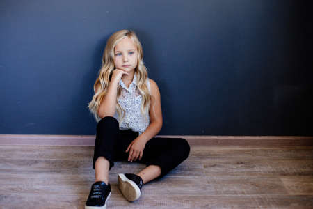 Little fashion girl model posing.の写真素材
