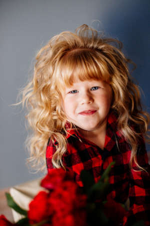 Little fashion girl model posing.の写真素材