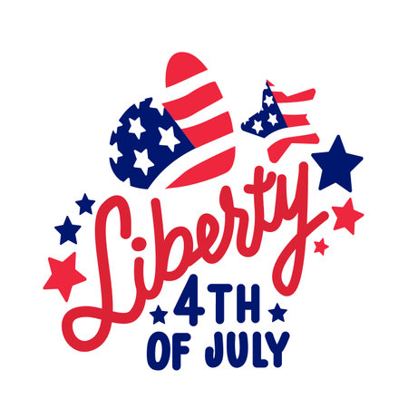4th of July. USA Independence day. Red and blue vector letteringのイラスト素材