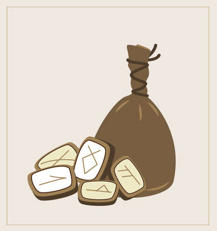 Wooden runes set. Futhark. Writing ancient Germans and Scandinavians. Mystical, esoteric, occult, magic symbols. Fortune telling, predicting the future. Isolated. Vector illustrationのイラスト素材