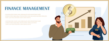 Landing Page Template.Business people,partners,coin,corporate revenue,earnings.Financial capital,income and profit concept.Finance management in company.Flat vector illustration on white backgroundのイラスト素材