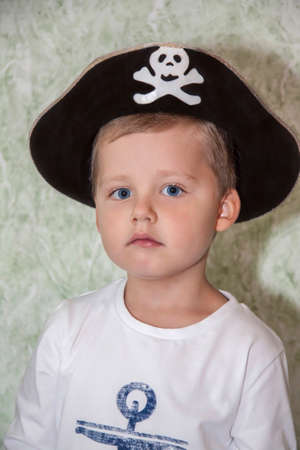 Emotions and a smile. A boy with blue eyes. Portrait of child.の写真素材