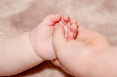 Children's hands close-up. Children's hands. Body part.の写真素材
