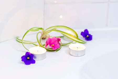 Aromatherapy, aroma candles. Relaxation and satisfaction.の写真素材