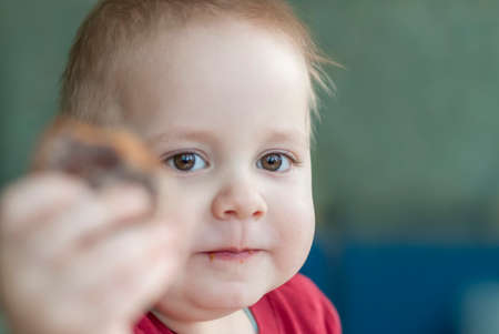 Portrait of child. Wonderful emotions. Cute baby with a funny expression on his face.の写真素材