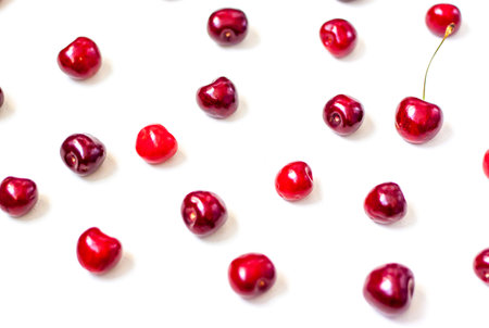 Sweet cherries. Red cherries, ripe berries on a white background.