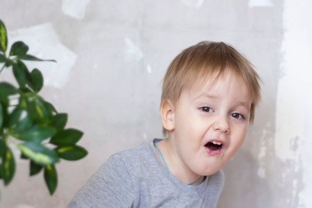 Portrait of a cute little boy. A child with a bright emotion on his face. Success, bright idea,...