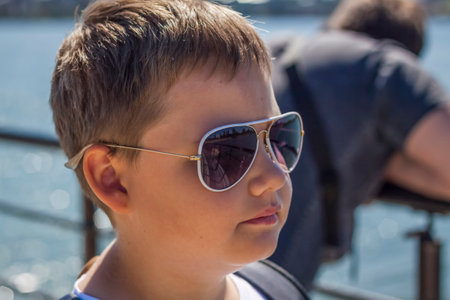 Portrait of a young man in sunglasses. Glasses, accessoriesの写真素材