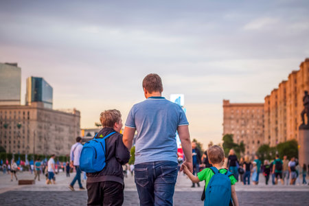 2022-06-12. Russia, Moscow. The city center. A walk through the center in Moscow on a holiday. family, children. joyful emotions.のeditorial素材