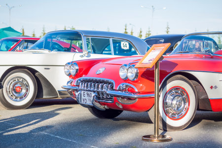 2022-08-12 Tatarstan, Verkhneuslonsky district, village. Savino. Resort town "Sviyazhsky hills". Kazan Festival of Historical Technology. retro cars.のeditorial素材