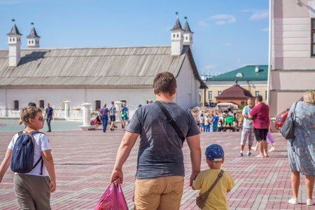 2022-08-14 Tatarstan, Kazan, Tourist center, Elements of architectural design. Walk through the city center. Attractions.のeditorial素材