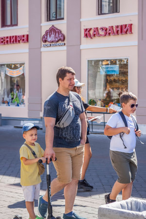 2022-08-14 Tatarstan, Kazan, Tourist center, Elements of architectural design. Walk through the city center. Attractions.のeditorial素材