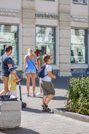 2022-08-14 Tatarstan, Kazan, Tourist center, Elements of architectural design. Walk through the city center. Attractions.のeditorial素材