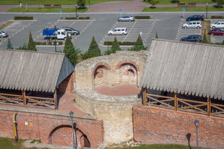 2022-08-14 Tatarstan, Kazan, Tourist center, Elements of architectural design. Walk through the city center. Attractions.のeditorial素材