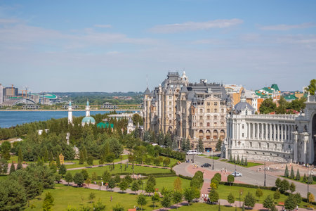 2022-08-14 Tatarstan, Kazan, Tourist center, Elements of architectural design. Walk through the city center. Attractions.のeditorial素材