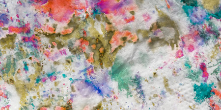 Acrylic Style Pattern. White Dirty Watercolor Print. Vivid Grunge Acrylic Design. Rainbow Tie Dye...