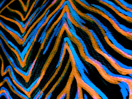 Tiger Art. Multicolor Fashion Fur. Vivid Tiger Camouflage. Zebra Smiling. Vivid Wild Textures Animals. Bright Animal Print Zebra.の写真素材