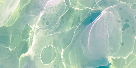 Oil Colored. White Vintage. Green Color Oil Paint. Turquoise Abstract Art Isolated. Neon Grunge....