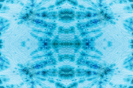 Tie And Dye Dots. Abstract Seamless Brush. Turquoise Tie Dye. Indigo Seamless Background. Aquamarine...