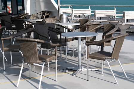 cozy cafe on the sea-shipの写真素材