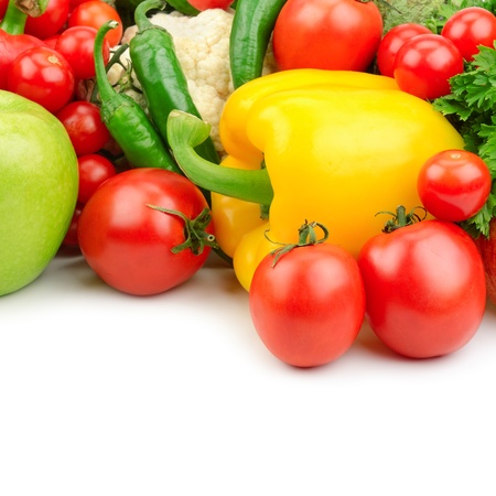fruits and vegetables isolated on a white backgroundの写真素材