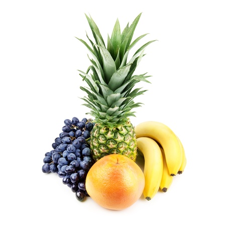 composition of fruits isolated on white backgroundの写真素材