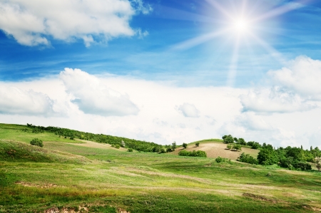 Mountainous terrain and the blue skyの写真素材