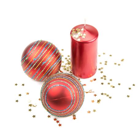 Christmas decorations isolated on white backgroundの写真素材