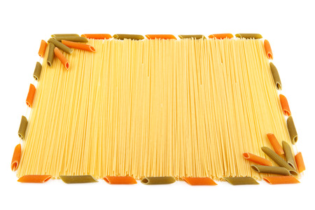 set of pasta isolated on white backgroundの写真素材