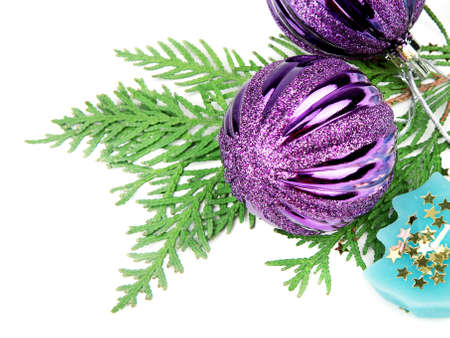 Christmas decorations isolated on white backgroundの写真素材