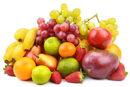 set of fruits isolated on white backgroundの写真素材