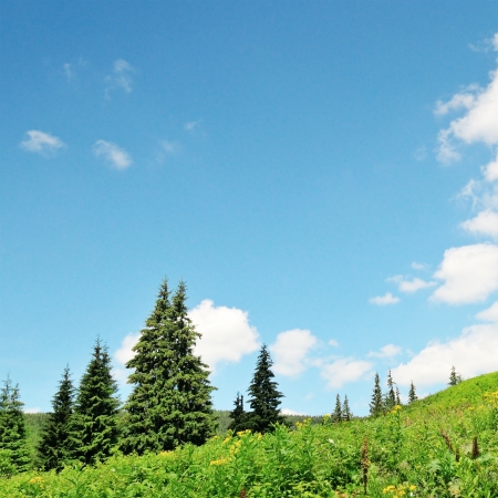 scenic mountain peaks against the blue skyの写真素材
