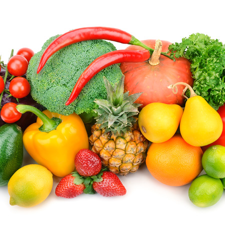 fruit and vegetable isolated on white backgroundの写真素材
