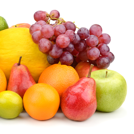 set of fruits isolated on white backgroundの写真素材
