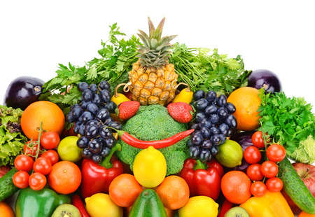 fruit and vegetable isolated on white backgroundの写真素材