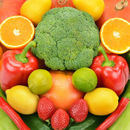 background of fruits and vegetablesの写真素材