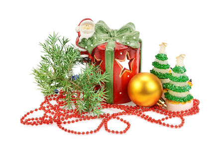 Christmas decorations isolated on white backgroundの写真素材