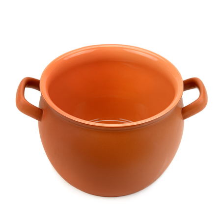 clay pot isolated on white backgroundの写真素材