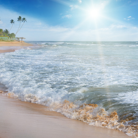 view of the sea, blue sky and sunの写真素材