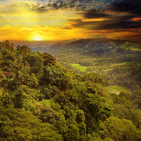 beautiful mountain landscape and sunriseの写真素材