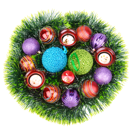 christmas decorations isolated on white backgroundの写真素材